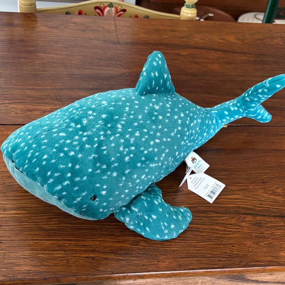 🐳  Jellycat Gobfrey Whale Shark Teal Whale Shark Plush with White Speckles NWT